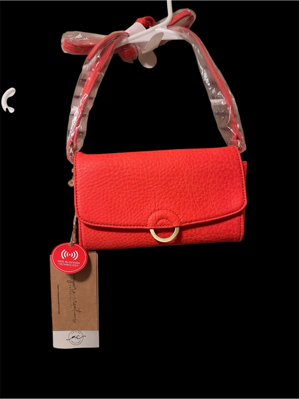 Ampere Creations Compact Red Vegan Leather Crossbody -